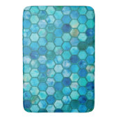Luxemetalen Folie Glitter Aqua blue honingraat Badmat (Voorkant Verticaal)