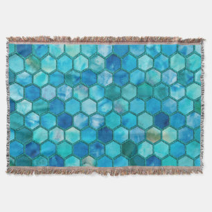 Luxemetalen Folie Glitter Aqua blue honingraat Deken