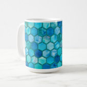 Luxemetalen Folie Glitter Aqua blue honingraat Koffiemok (Voorkant links)