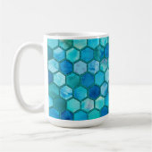 Luxemetalen Folie Glitter Aqua blue honingraat Koffiemok (Links)