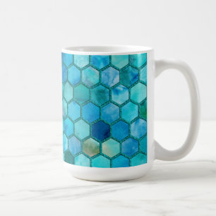 Luxemetalen Folie Glitter Aqua blue honingraat Koffiemok