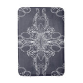 Luxeontwerp, bloempatroon, marineblauw, wit badmat (Voorkant Verticaal)