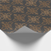 Luxeontwerp, floreel patroon, donkergrijs, koper cadeaupapier (Hoek)