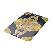 Luxeontwerp, floreel patroon, marineblauw, goud badmat (Gekanteld)