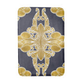 Luxeontwerp, floreel patroon, marineblauw, goud badmat (Voorkant Verticaal)