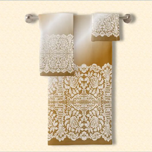 LUXEREUS WIT-Lace op GOLD GRADIENT Bad Handdoek