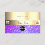 Luxeroze Paarse glitter met Logo lichtend goud Visitekaartje (Voorkant)