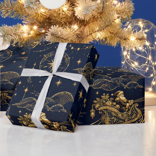 LUXEUS Hemelse Kerstman Behangontwerp Cadeaupapier (Feestdagen)