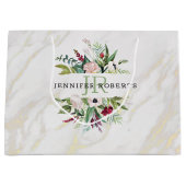 Luxewit en goudmarmer lijst groot cadeauzakje (Voorkant)