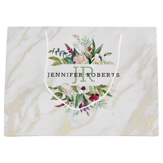 Luxewit en goudmarmer lijst groot cadeauzakje (Voorkant)