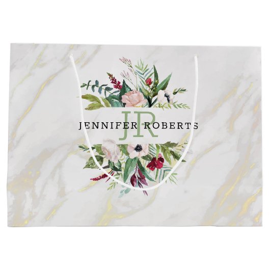 Luxewit en goudmarmer lijst groot cadeauzakje (Achterkant)