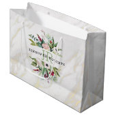 Luxewit en goudmarmer lijst groot cadeauzakje (Voorkant Gekanteld)