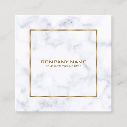 Luxewit en grijs marmer eenvoudig lijst vierkante visitekaartje (Voorkant)