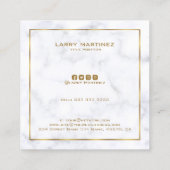 Luxewit en grijs marmer eenvoudig lijst vierkante visitekaartje (Achterkant)