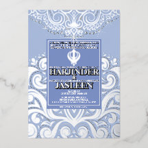 LuxGlitter Blauw Zilver Sikh Anand Karaj Trouwfees