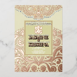 LuxGlitter Ivoor RozeGoud Ganesha Hindoe Huwelijk Folie Uitnodiging