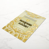 LuxGlitter Ivoren Gouden Sikh Anand Karaj Trouwen Folie Uitnodiging (Gedraaid)