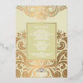 LuxGlitter Ivoren Gouden Sikh Anand Karaj Trouwen Folie Uitnodiging (Achterkant)