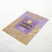 LuxGlitter Lavendel Goud Ganesha Hindoe bruiloft Folie Uitnodiging (Gedraaid)