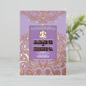 LuxGlitter Lavendel Roze Goud Ganesha Hindoe bruil Folie Uitnodiging (Staand Voorkant)