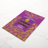 LuxGlitter Paarse Gouden Ganesha Hindoe bruiloft Folie Uitnodiging (Gedraaid)
