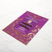 LuxGlitter Paarse RozeGoud Ganesha Hindoe bruiloft Folie Uitnodiging (Gedraaid)