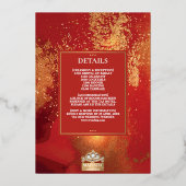 LuxGlitter Red Gold Hindu Ganesha Indiaan Folie Uitnodiging (Achterkant)