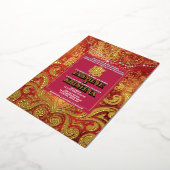 LuxGlitter Red Gold Hindu Ganesha Indiaan Folie Uitnodiging (Gedraaid)