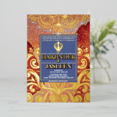 LuxGlitter Red Sikh Anand Karaj Indiase bruiloft Folie Uitnodiging (Staand Voorkant)