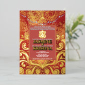LuxGlitter Rood Goud Hindoe Ganesha Indiase bruilo Folie Uitnodiging (Staand Voorkant)