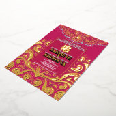 LuxGlitter Roos Roze Gouden Ganesha Hindoe bruilof Folie Uitnodiging (Gedraaid)