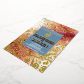 LuxGlitter Roze & Goud Sikh Anand Karaj Wedding Folie Uitnodiging (Gedraaid)