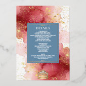 LuxGlitter Roze & Goud Sikh Anand Karaj Wedding Folie Uitnodiging (Achterkant)