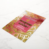 LuxGlitter Roze & Goud Sikh Anand Karaj Wedding Folie Uitnodiging (Gedraaid)