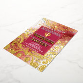 LuxGlitter Roze & Goud Sikh Anand Karaj Wedding Folie Uitnodiging (Gedraaid)