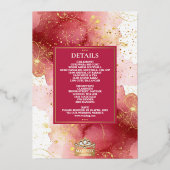 LuxGlitter Roze & Goud Sikh Anand Karaj Wedding Folie Uitnodiging (Achterkant)