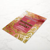 LuxGlitter Roze & Goud Sikh Anand Karaj Wedding Folie Uitnodiging (Gedraaid)