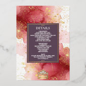 LuxGlitter Roze & Goud Sikh Anand Karaj Wedding Folie Uitnodiging (Achterkant)