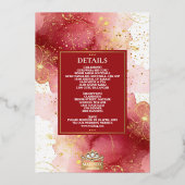 LuxGlitter Roze & Goud Sikh Anand Karaj Wedding Folie Uitnodiging (Achterkant)