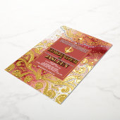 LuxGlitter Roze & Goud Sikh Anand Karaj Wedding Folie Uitnodiging (Gedraaid)
