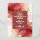 LuxGlitter Roze & Goud Sikh Anand Karaj Wedding Folie Uitnodiging (Achterkant)