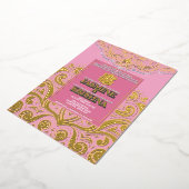 LuxGlitter Roze Gouden Ganesha Hindoe bruiloft Folie Uitnodiging (Gedraaid)
