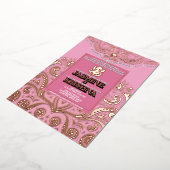LuxGlitter Roze Roze Goud Ganesha Hindoe bruiloft Folie Uitnodiging (Gedraaid)