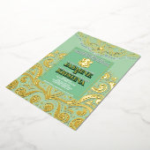 LuxGlitter Sage Green Gold Ganesha Hindoe bruiloft Folie Uitnodiging (Gedraaid)