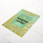 LuxGlitter Sage Green Gold Sikh Anand Karaj Weddin Folie Uitnodiging (Gedraaid)