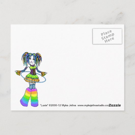 Luxie Rainbow Cyber Gothic Fairy Briefkaart (Achterkant)