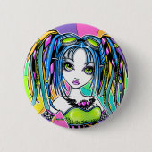 "Luxie" Rainbow Cyber Gothic Fairy Button (Voorkant)
