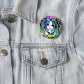"Luxie" Rainbow Cyber Gothic Fairy Button (In situ)