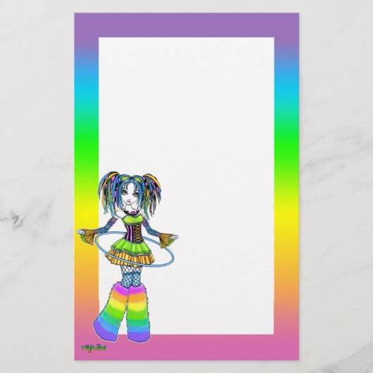 "Luxie" Rainbow Cyber Gothic Fairy Stationery Briefpapier (Voorkant)