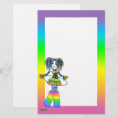 "Luxie" Rainbow Cyber Gothic Fairy Stationery Briefpapier (Voorkant / Achterkant)